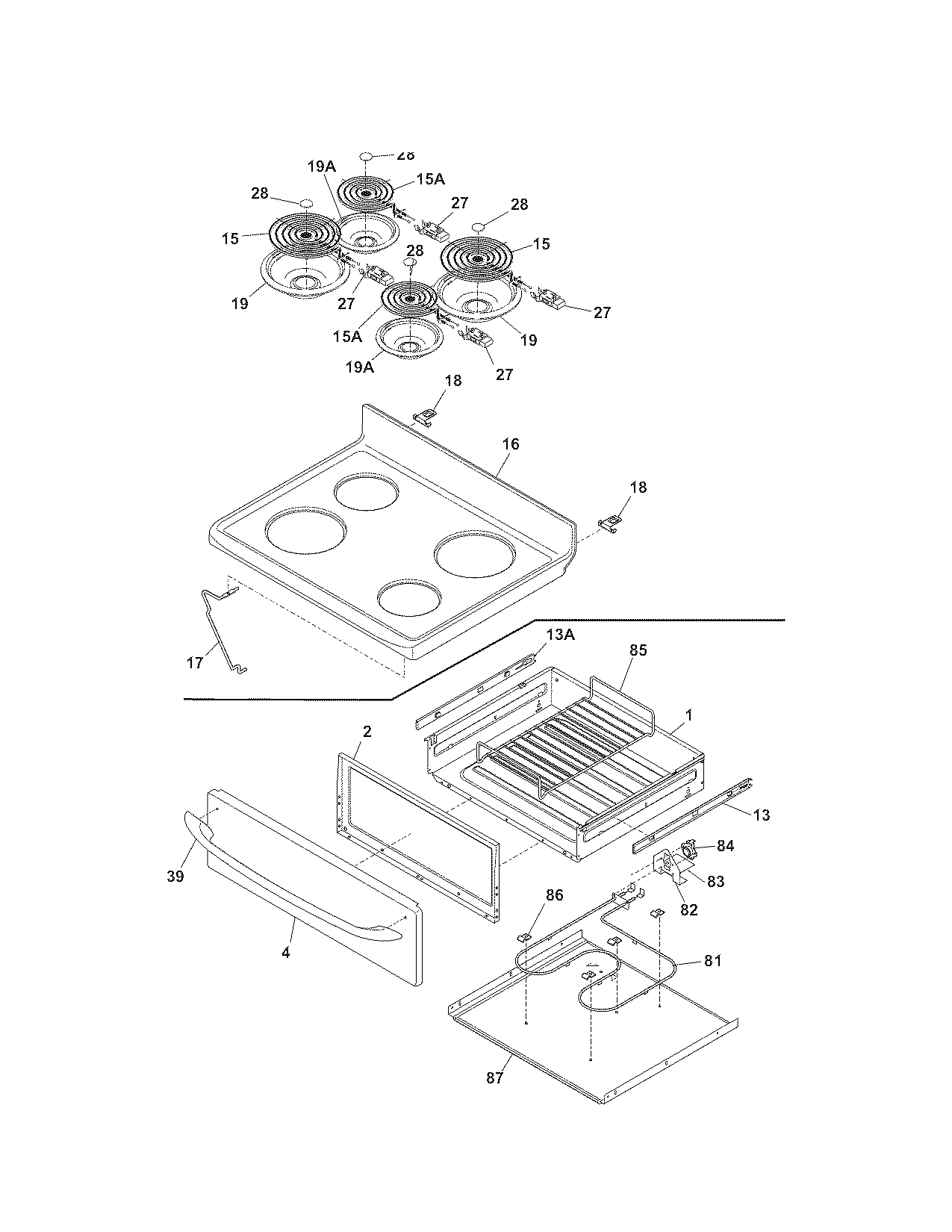 Kenmore 7909421340D top/drawer diagram