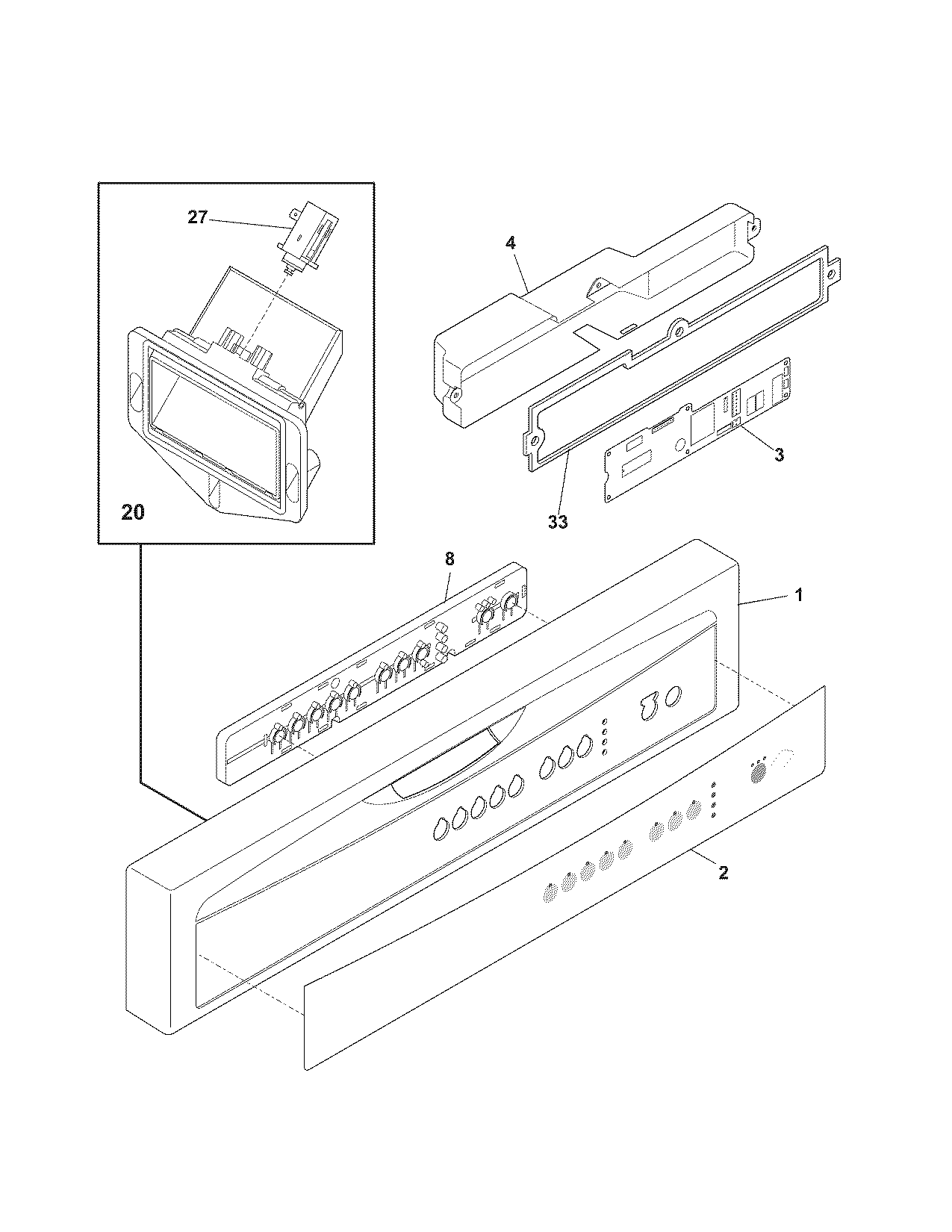 Kenmore 58716102800 control panel diagram