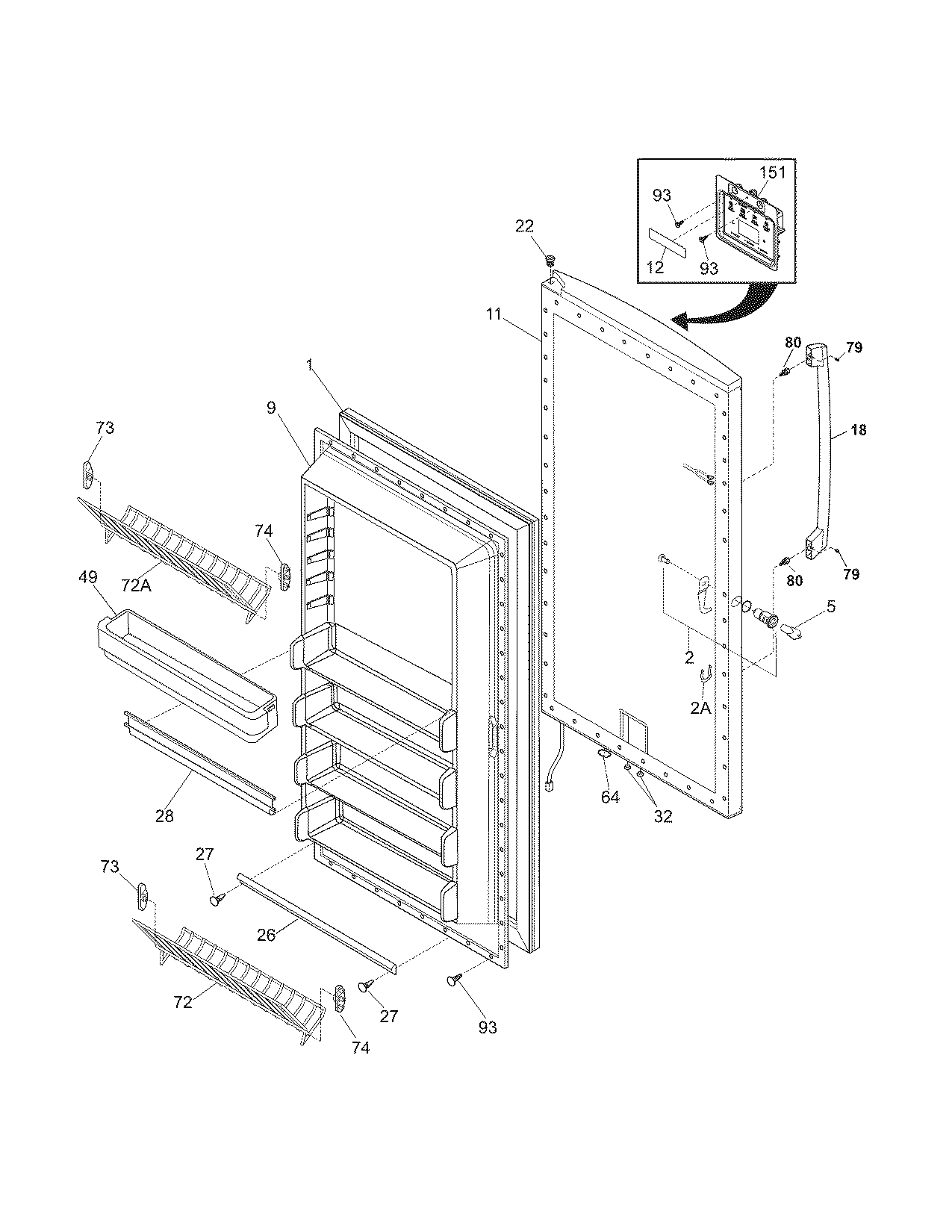 Electrolux EILFU17GS0 door diagram