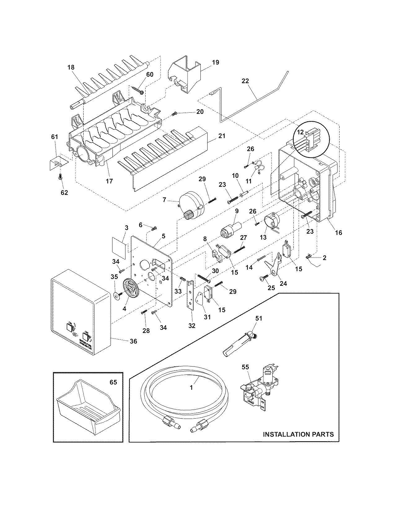 Electrolux EILFU17GS0 ice maker diagram