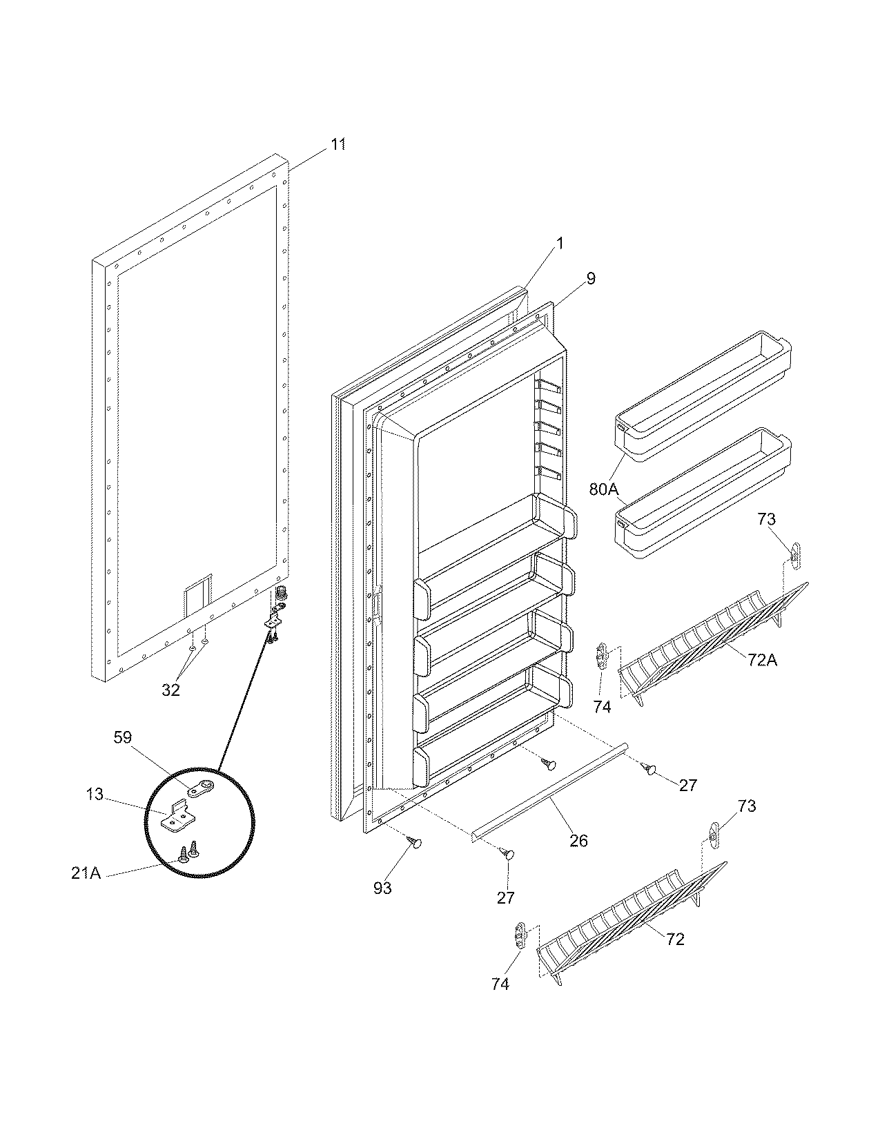 Electrolux E32AF75GTT0 door diagram