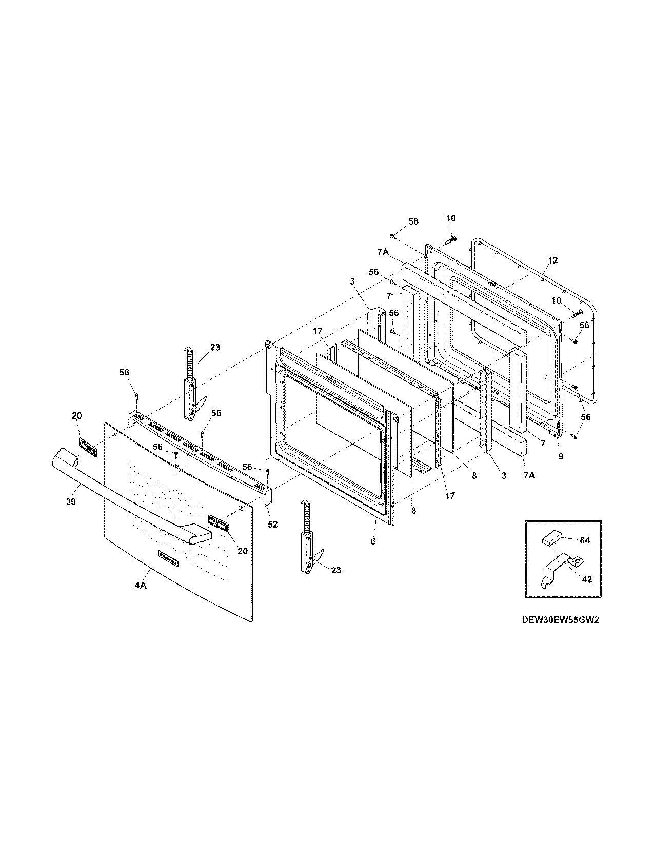 Electrolux EW30EW55GB2 door diagram