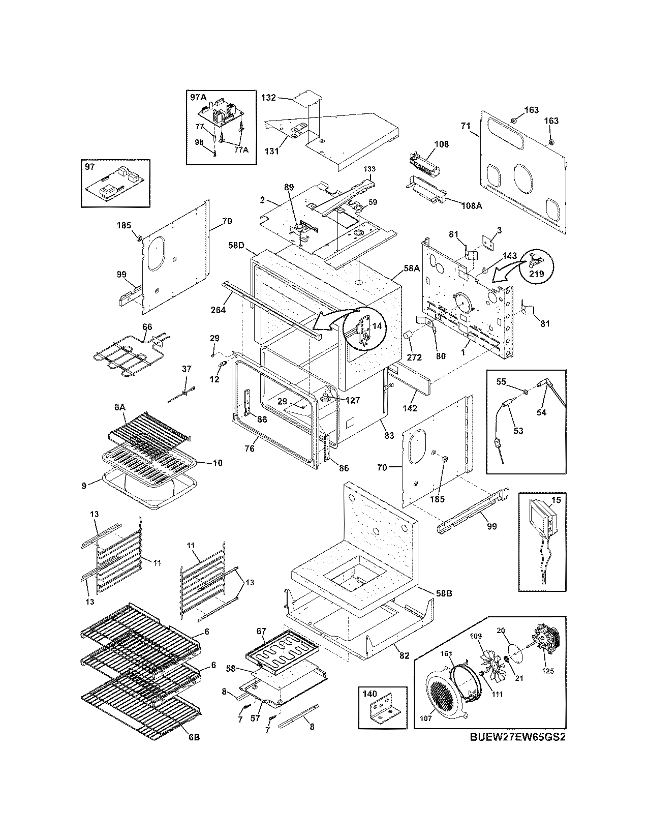 Electrolux EW27EW65GS2 upper oven diagram