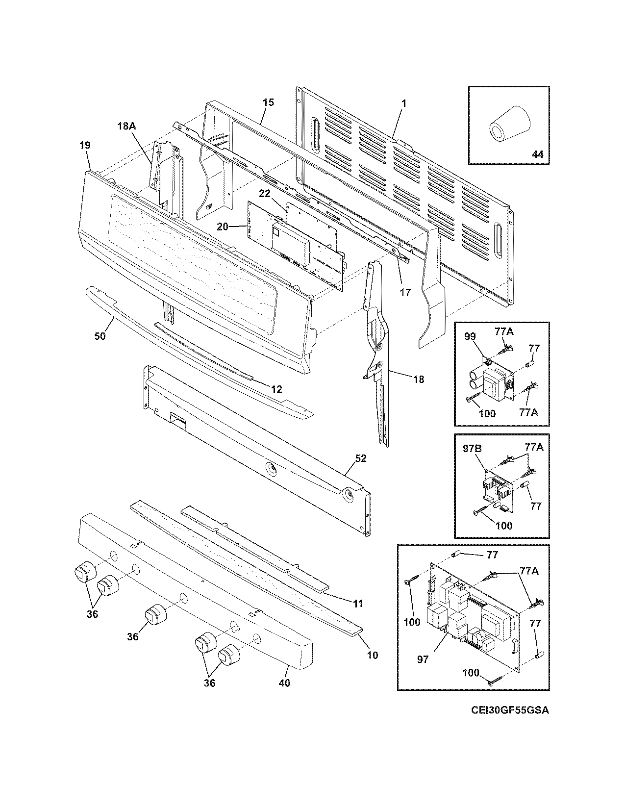 Electrolux EI30GF55GSA backguard diagram