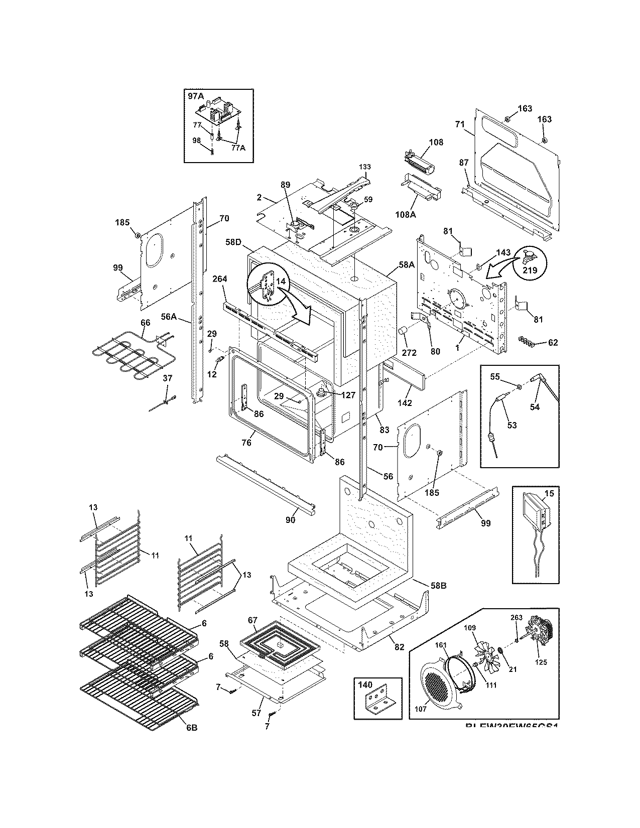 Electrolux EW30EW65GB1 lower oven diagram