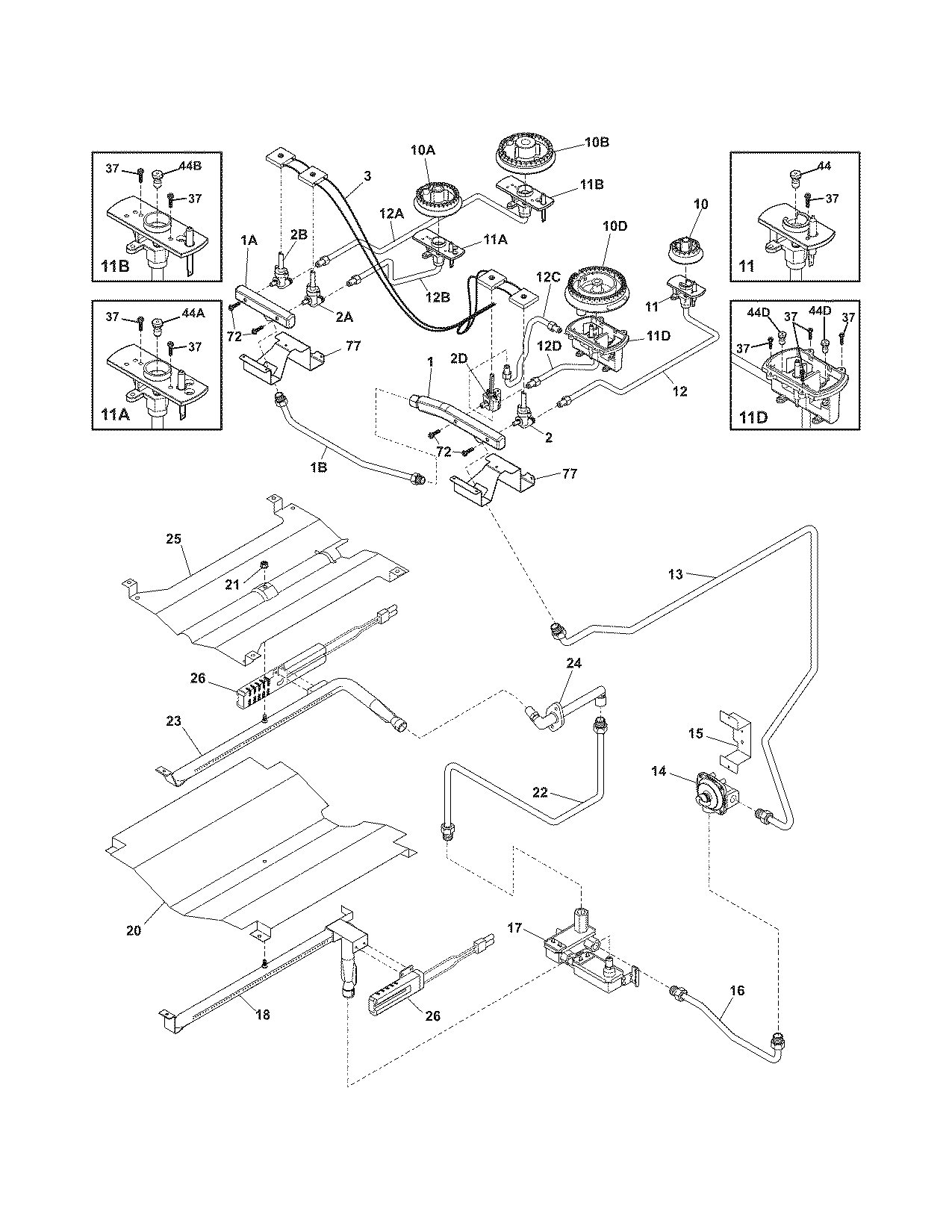Electrolux EW30GS65GW1 burner diagram