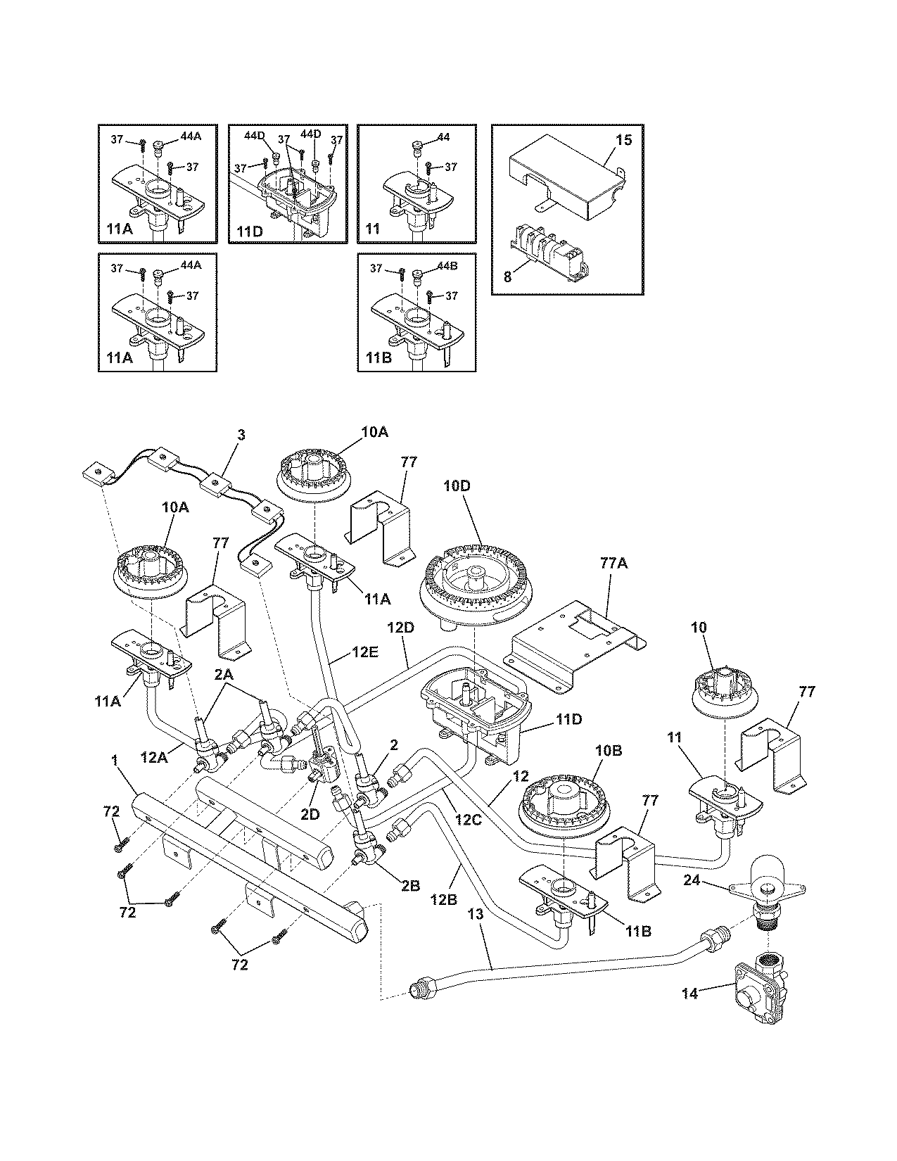 Electrolux EW36GC55GB1 burner diagram