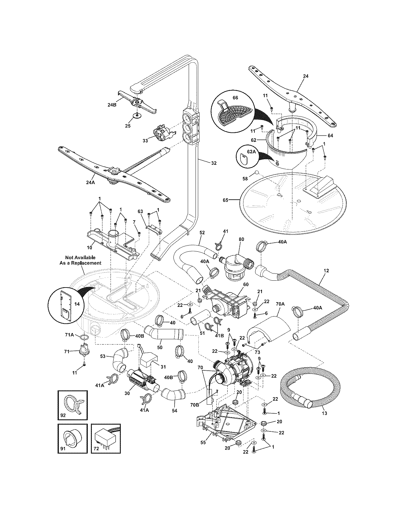 Electrolux EWDW6505GS0 motor & pump diagram