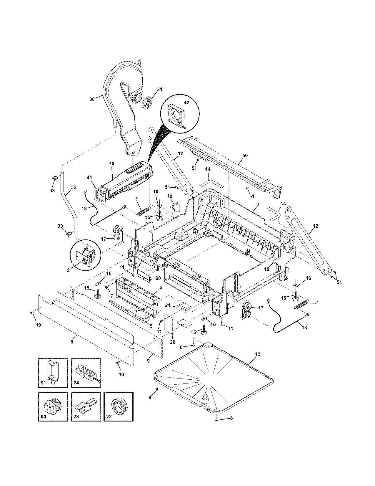 Electrolux EWDW6505GS0 lower frame diagram