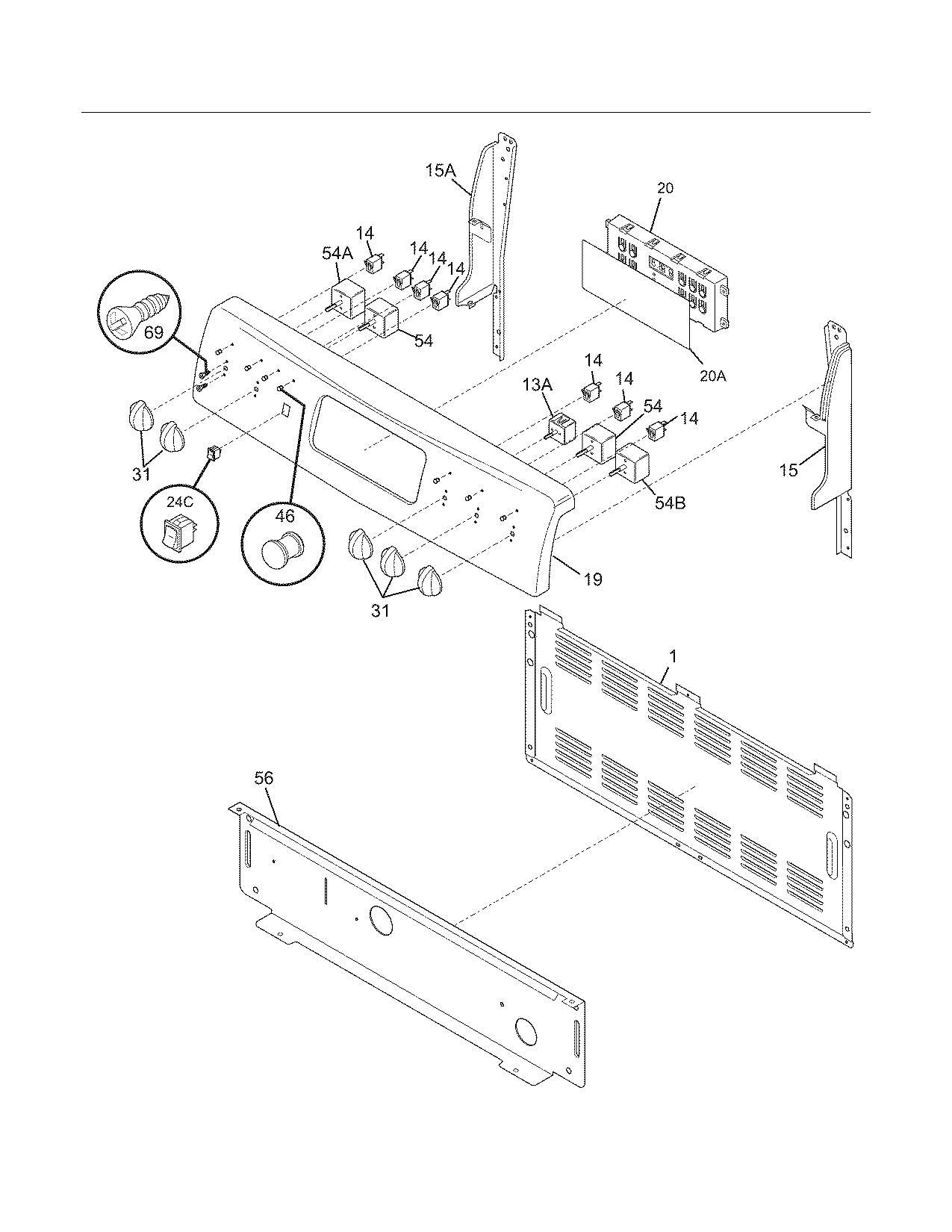 Frigidaire FEFL79FCC backguard diagram