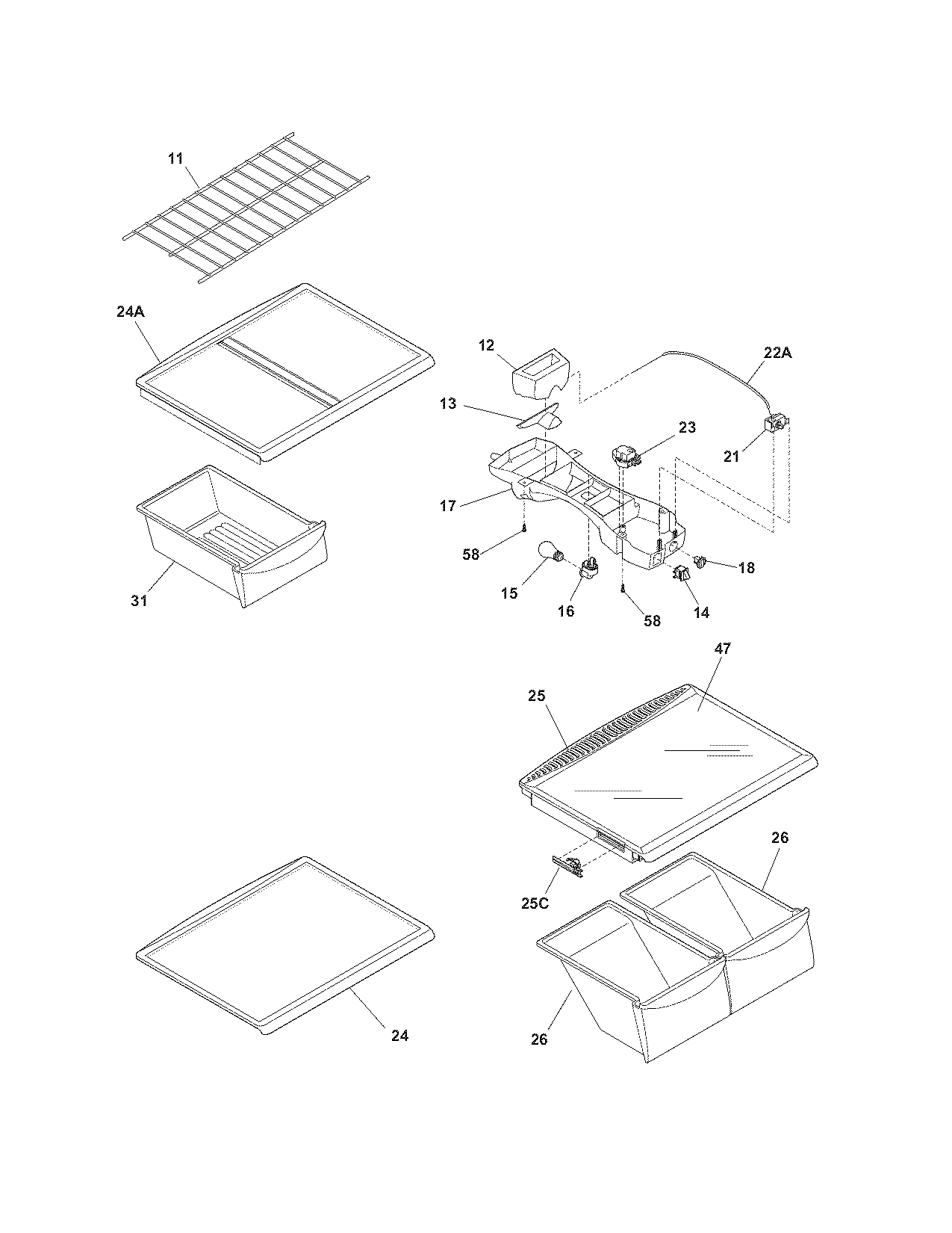 Crosley CRTE184JQ0 shelves diagram