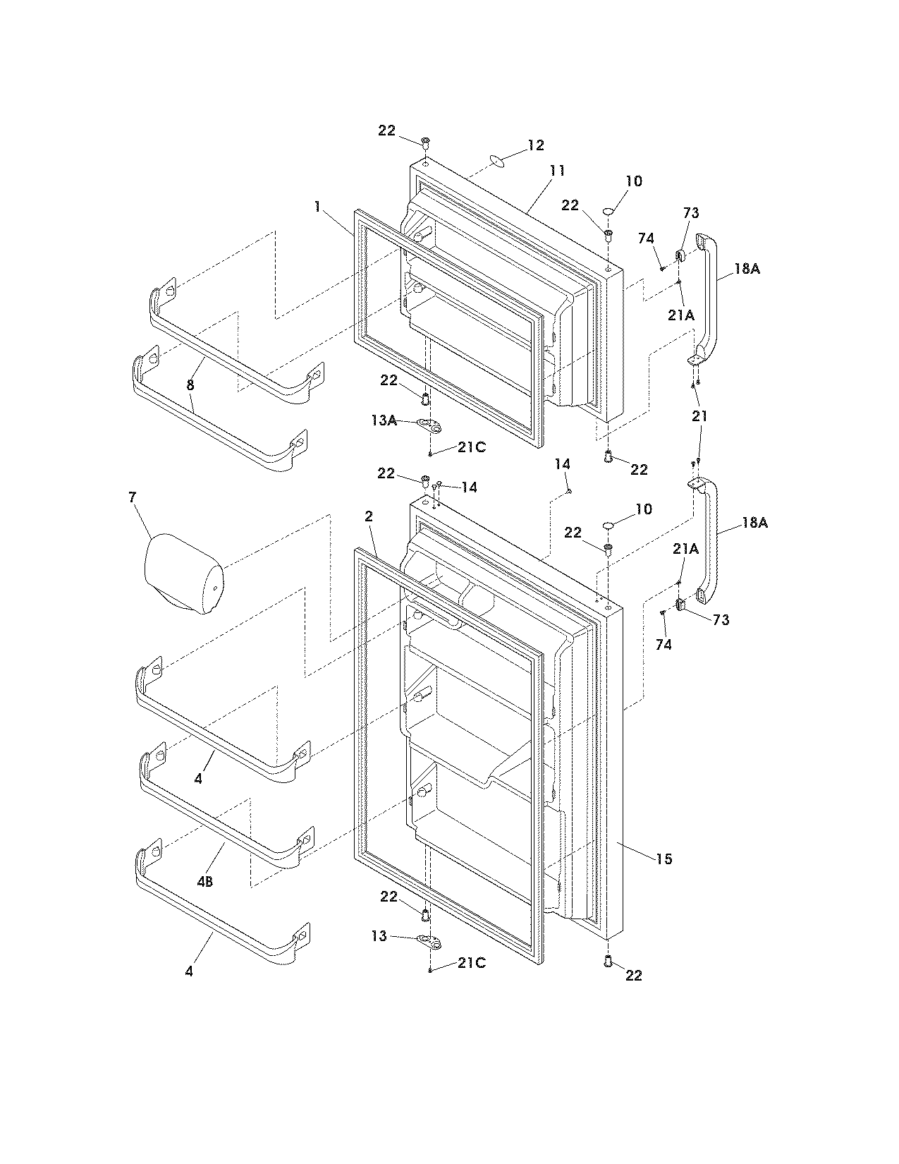 Crosley CRTE184IJS0 door diagram