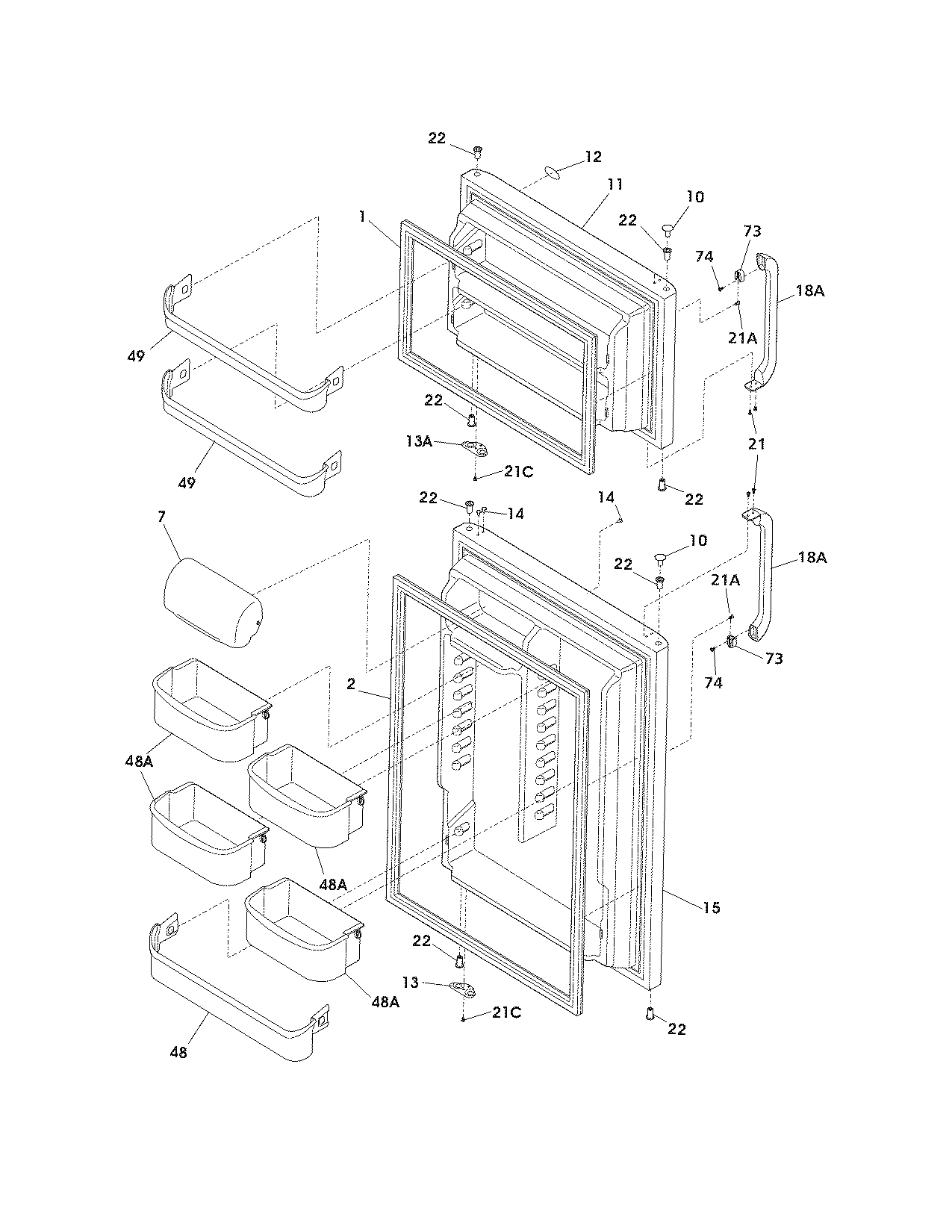 Crosley CRTE187JB0 door diagram