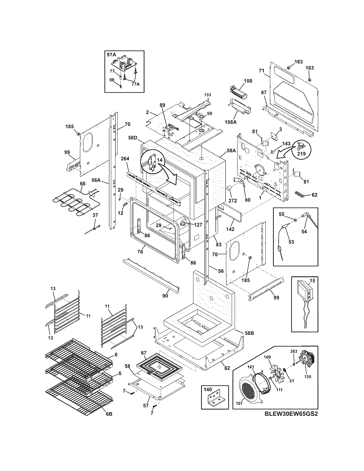 Electrolux EW30EW65GS2 lower oven diagram