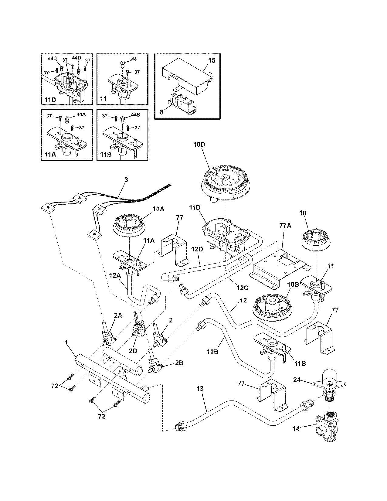 Electrolux EW30GC55GS1 burner diagram