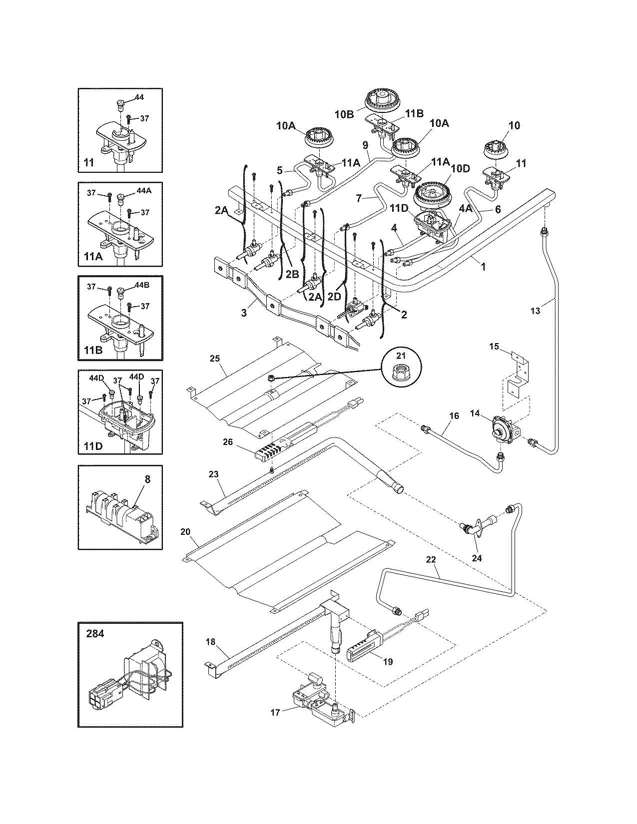 Electrolux EW30GF65GSA burner diagram