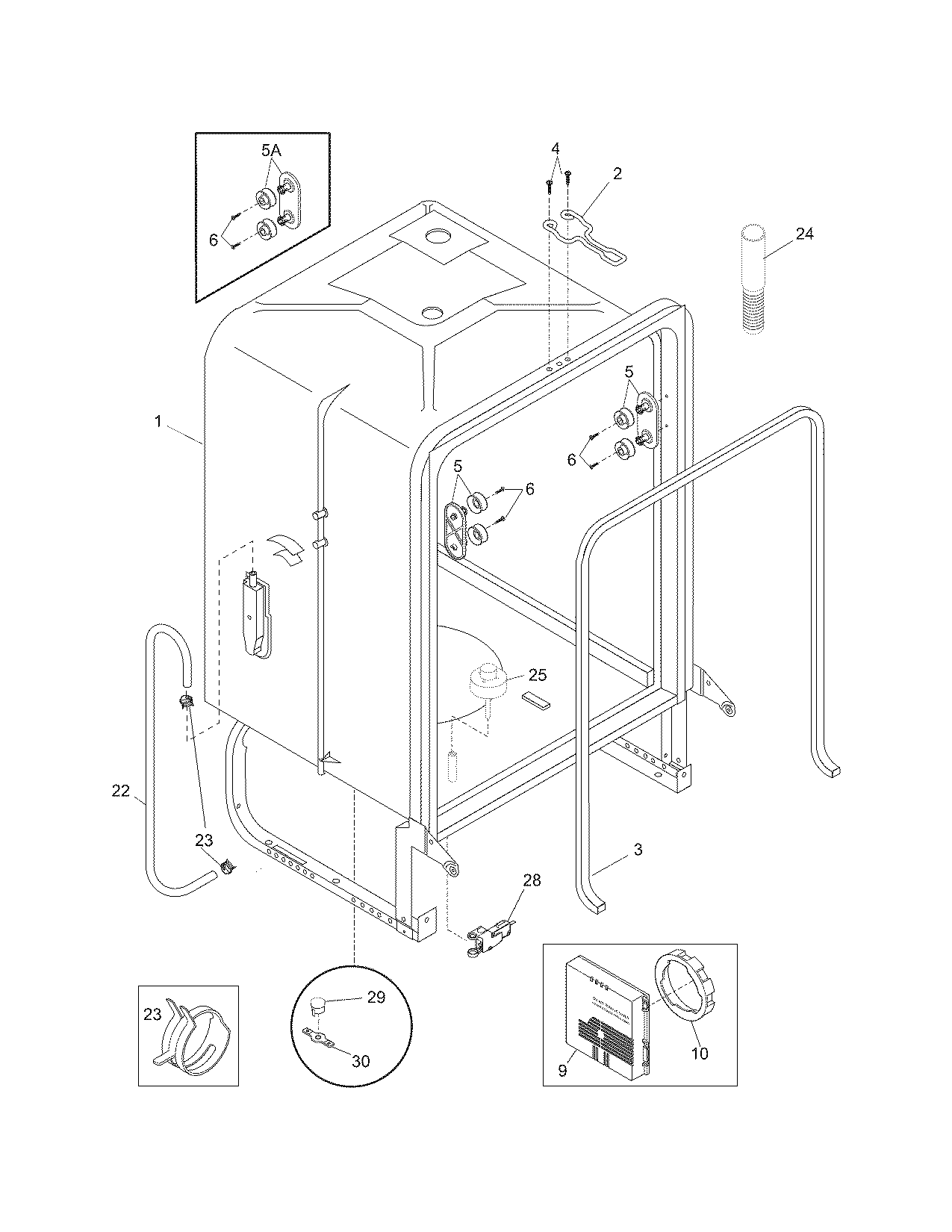Frigidaire FDB4315LFB0 tub diagram