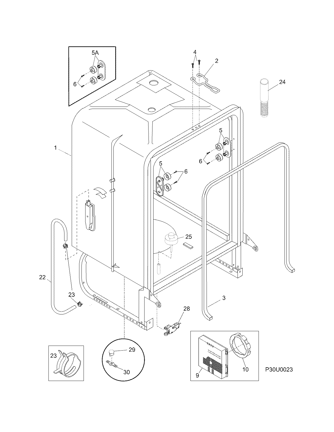 Frigidaire FDBB4365FC1 tub diagram