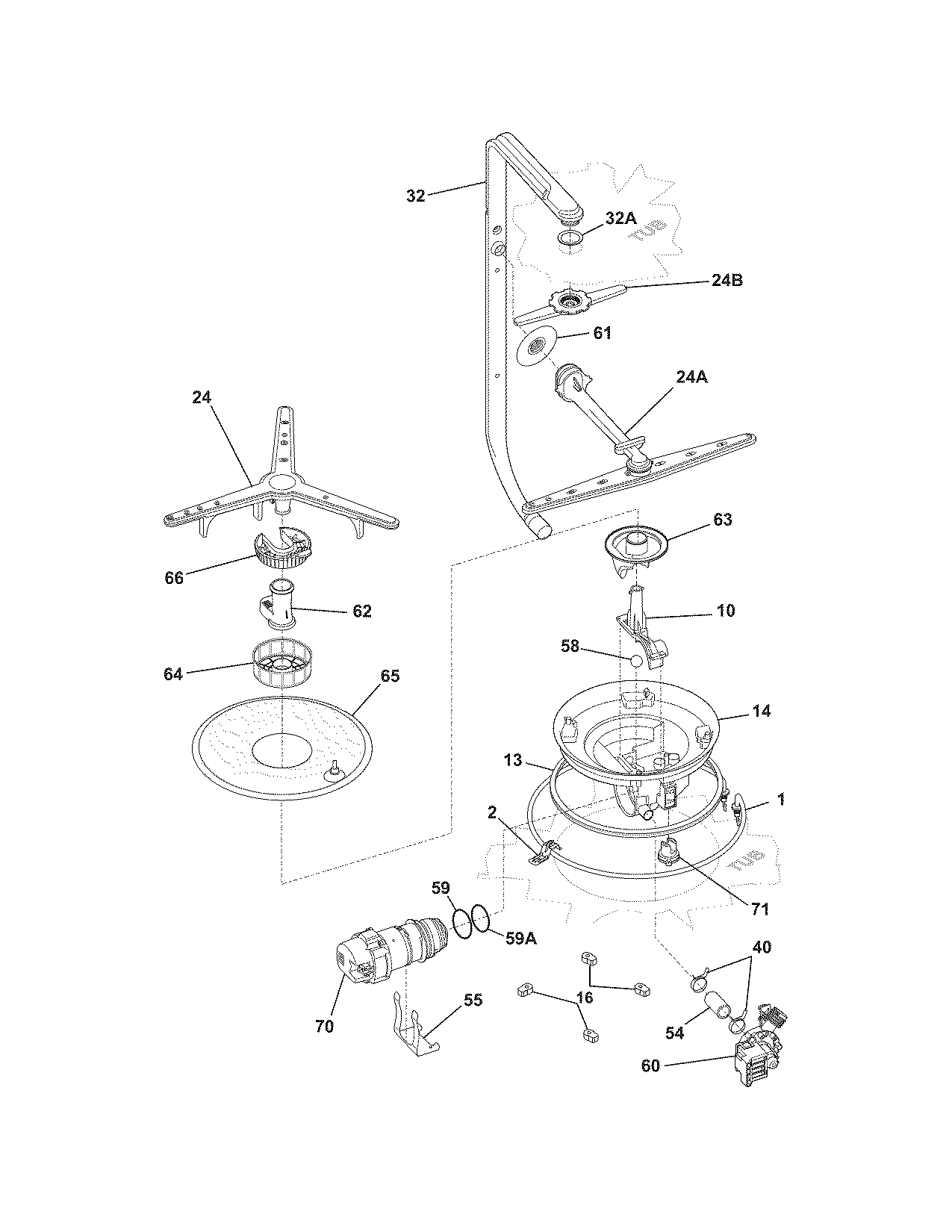 Frigidaire GLD4355RFS2 motor & pump diagram