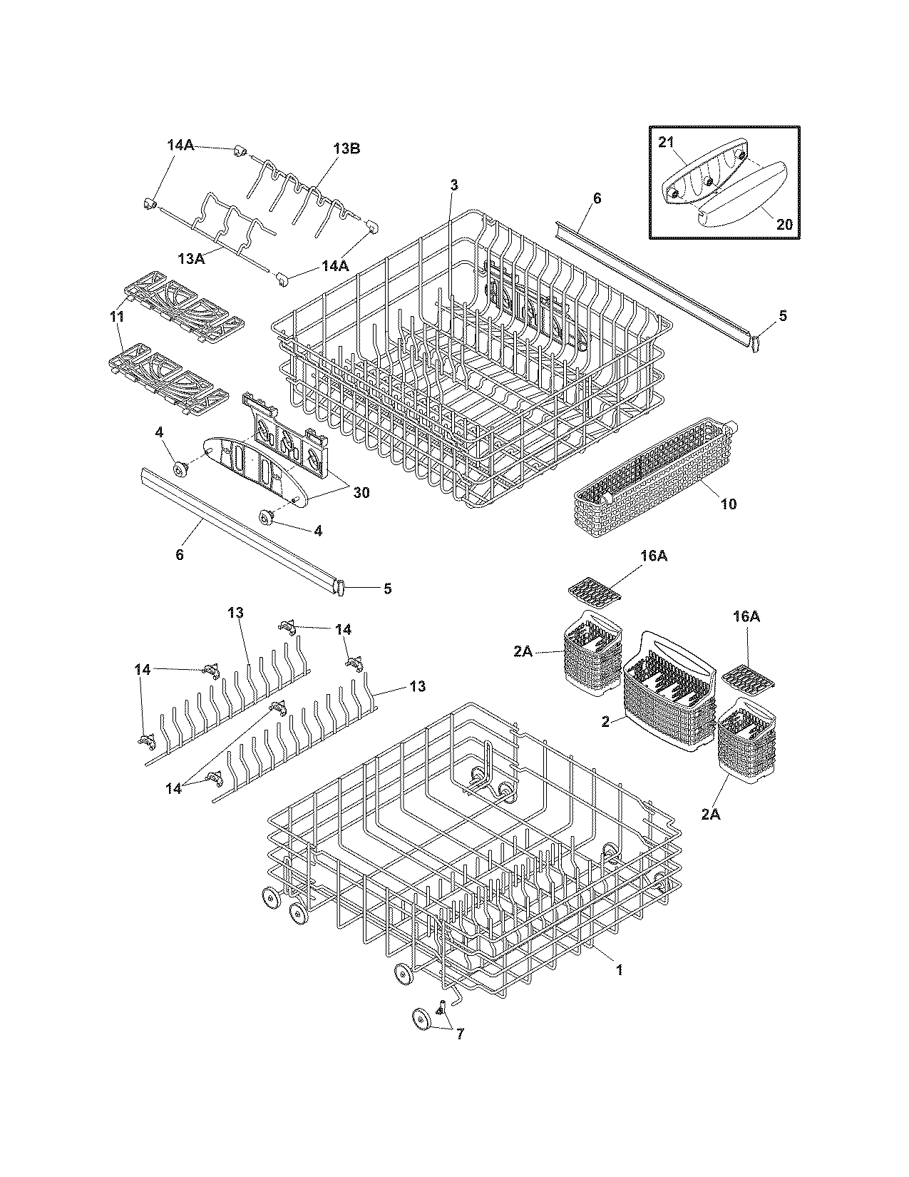 Frigidaire GLD4355RFS2 racks diagram