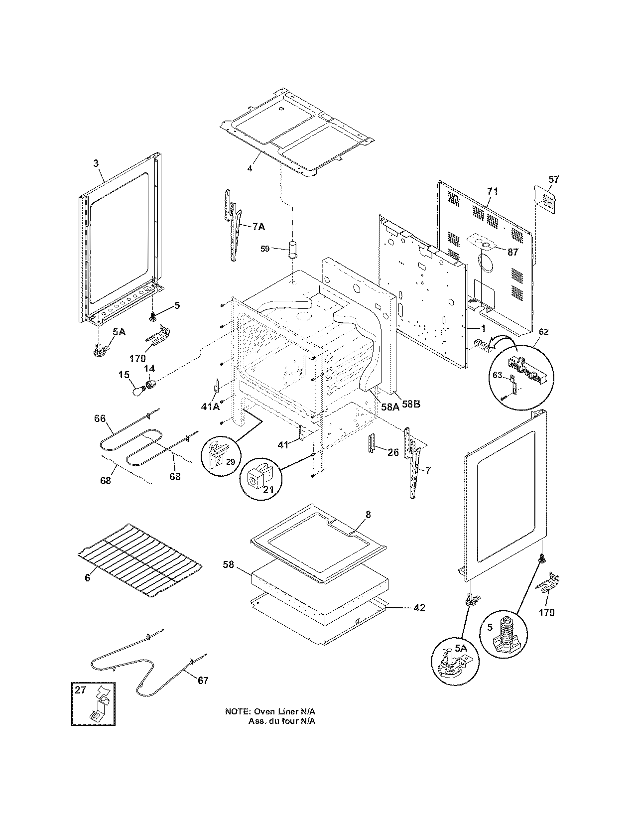 Frigidaire FEF316BQF body diagram