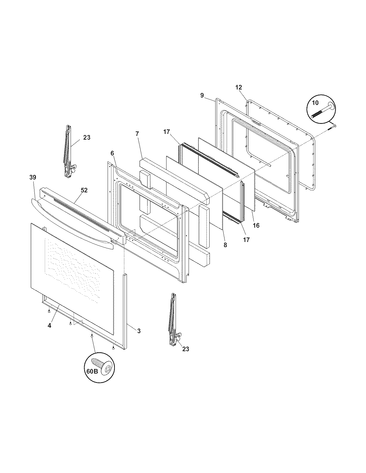 Frigidaire FEF354GBB door diagram