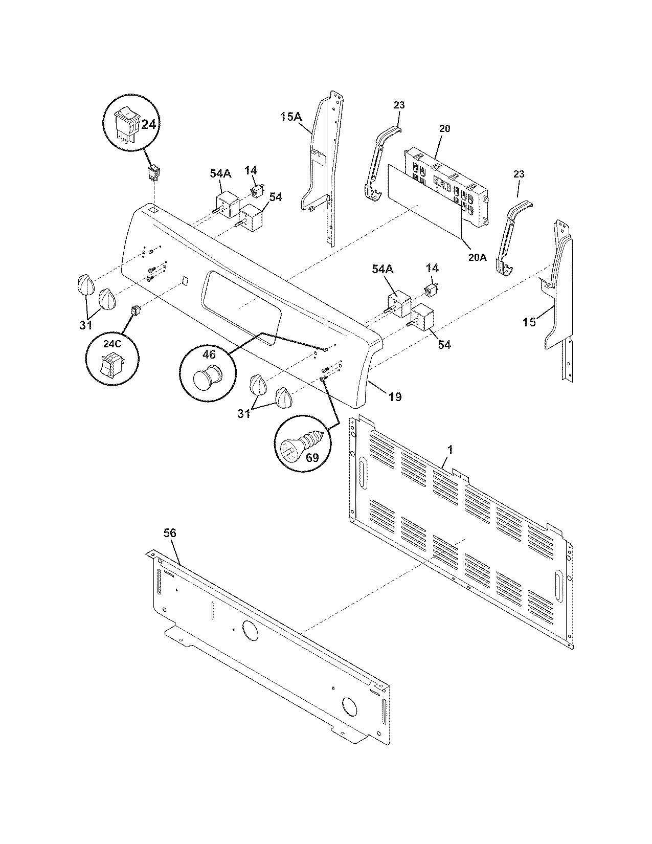 Frigidaire FEFL58GSC backguard diagram