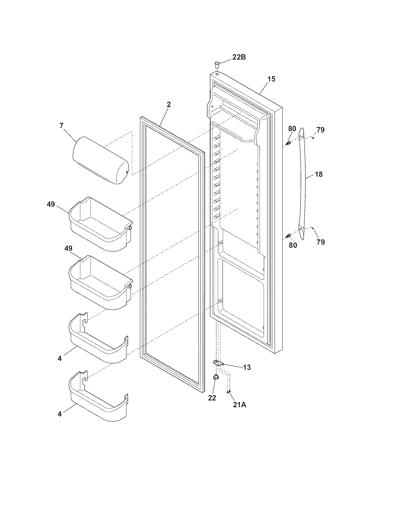 Frigidaire PHS6KR5JSB0 refrigerator door diagram