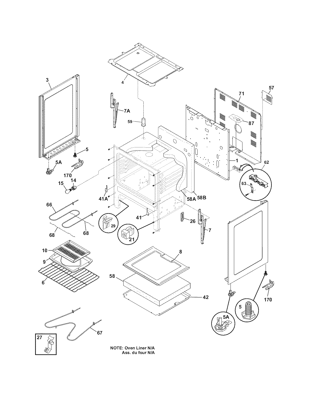 Crosley CRE3520GWWB body diagram