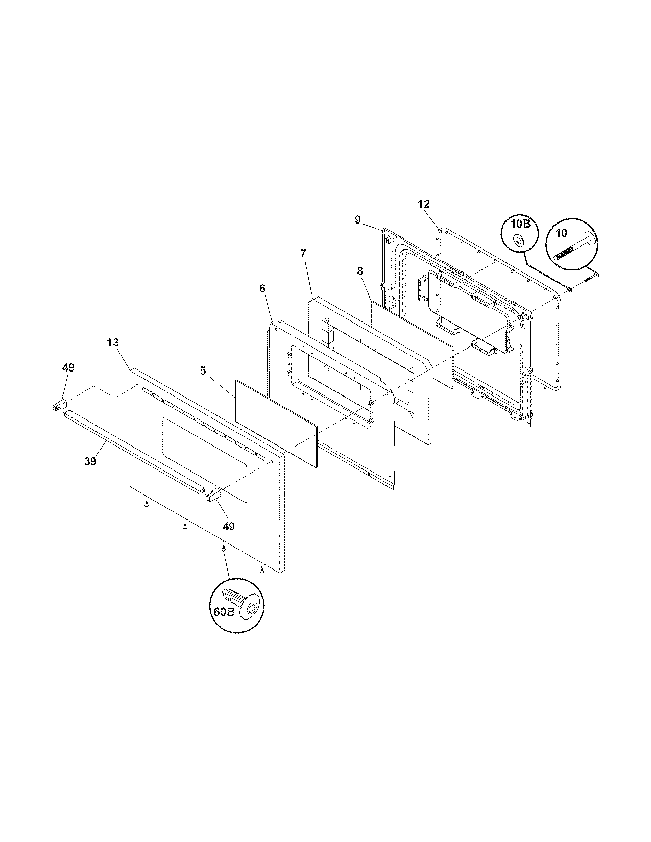 Crosley CRE3520GWWB door diagram