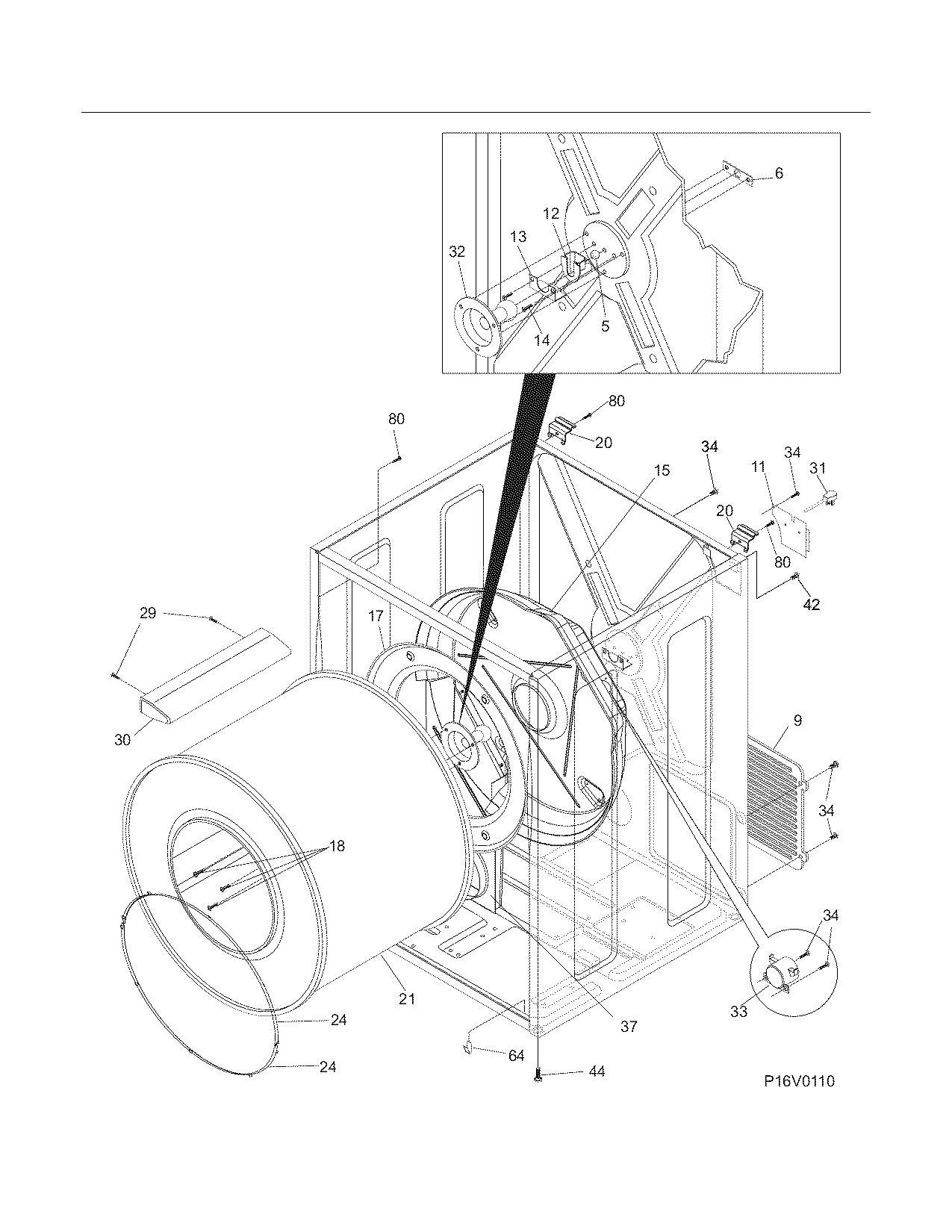 White-Westinghouse SGR641HS0 cabinet/drum diagram