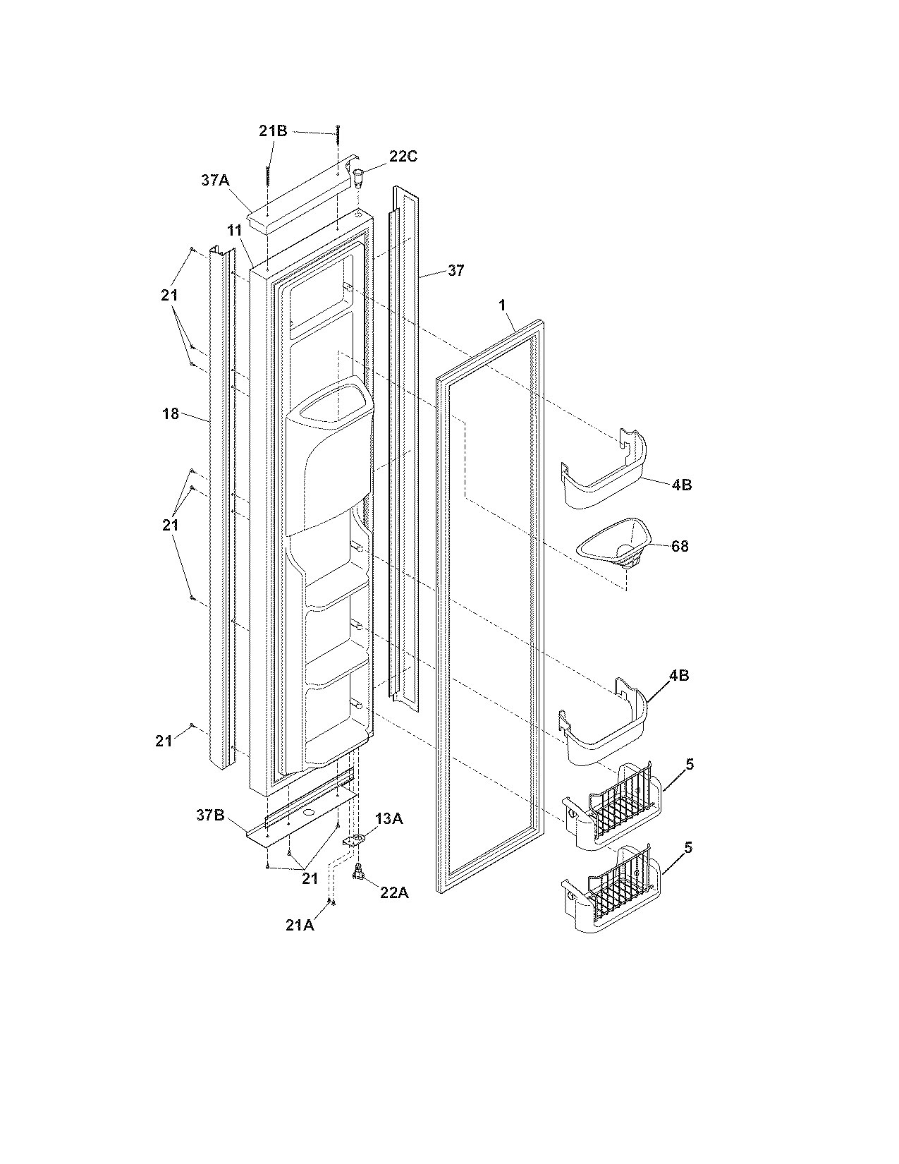 Frigidaire GHSC39ETJS0 freezer door diagram