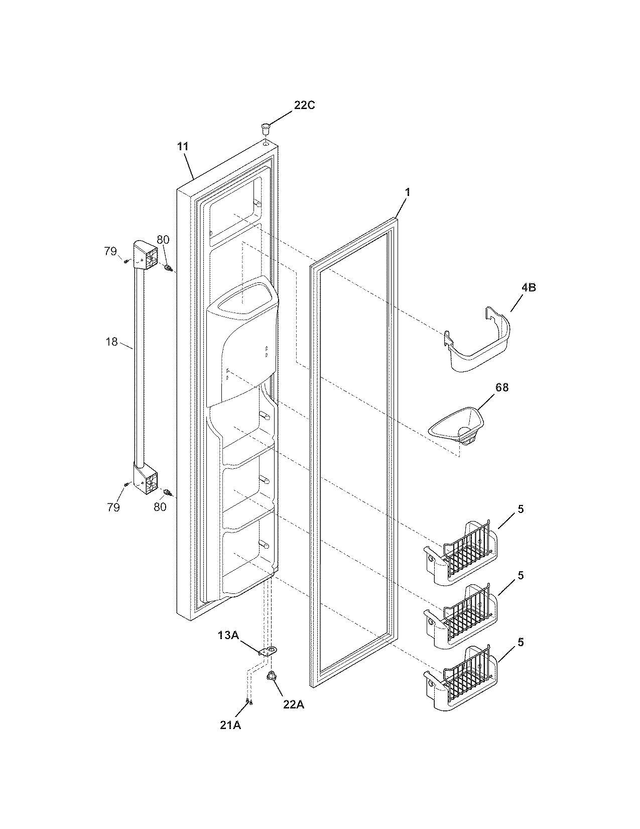 Kenmore Pro 25344333605 freezer door diagram