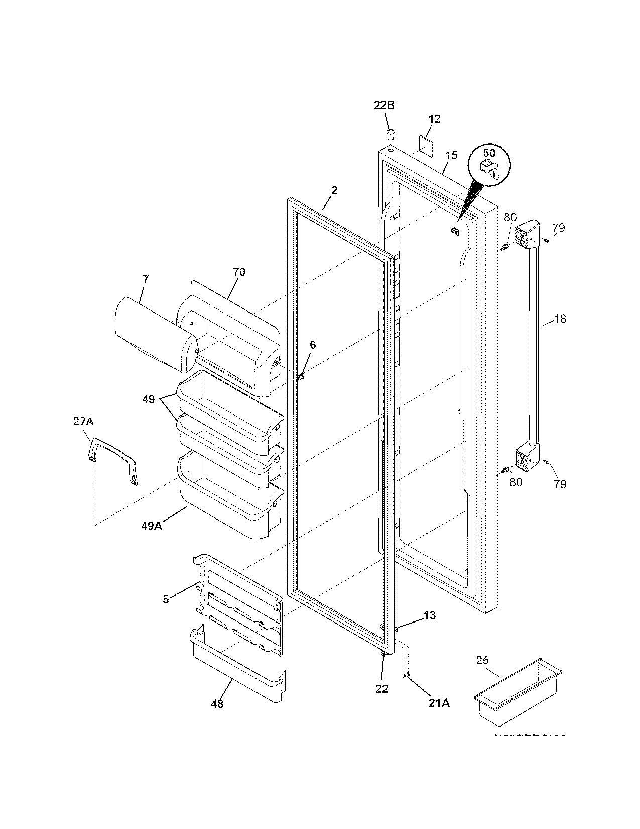 Kenmore Pro 25344333605 refrigerator door diagram