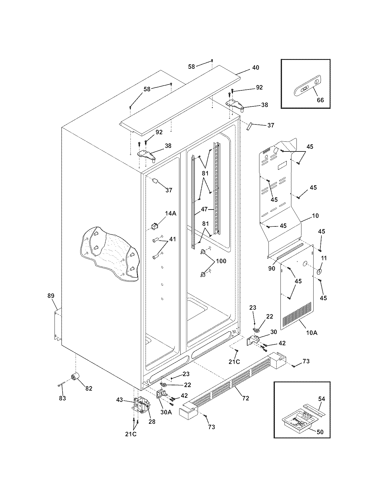 Kenmore Pro 25344333605 cabinet diagram