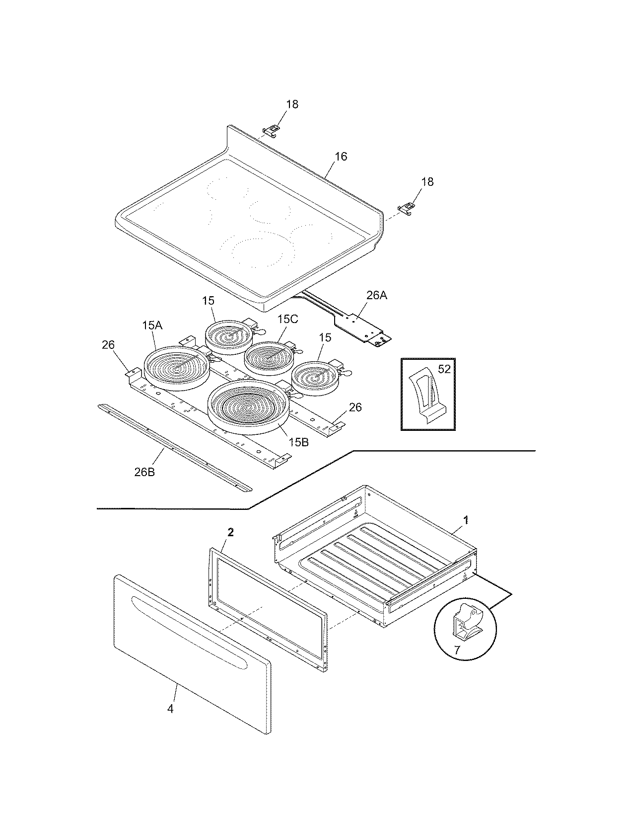Kenmore 79094459701 top/drawer diagram