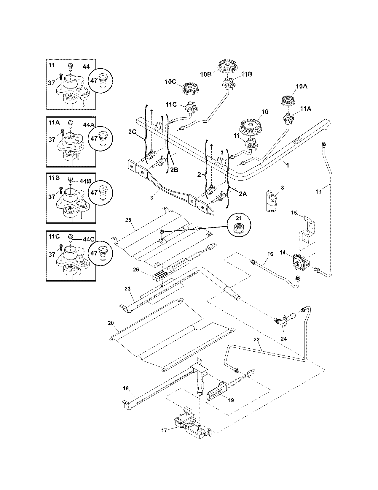 Kenmore 79078783405 burner diagram
