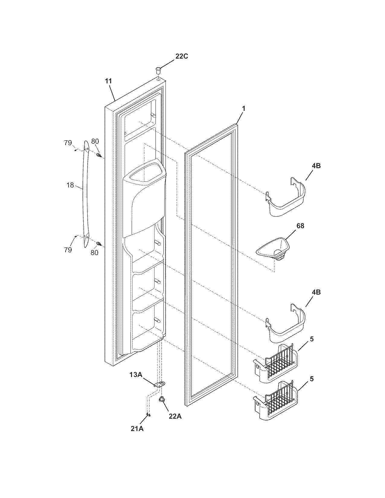 Frigidaire FLSC238JS0 freezer door diagram