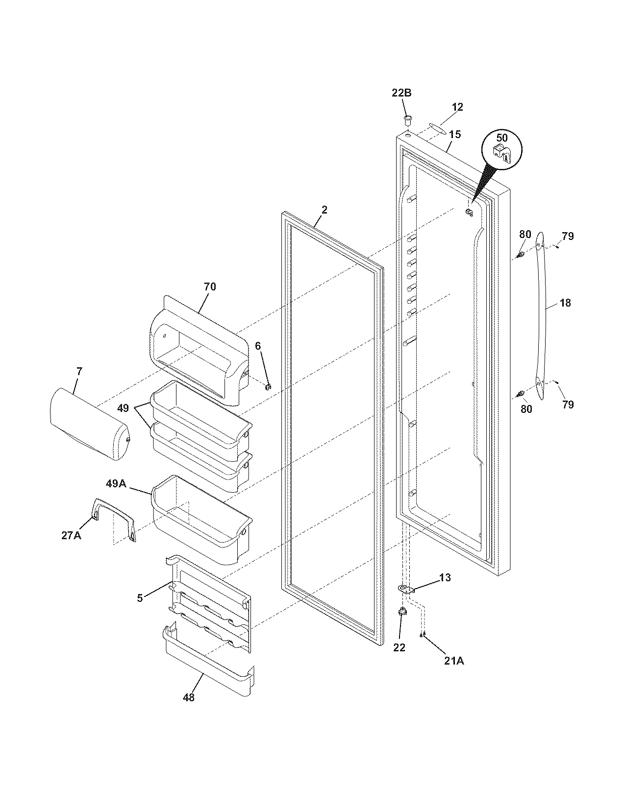 Frigidaire FLSC238JS0 refrigerator door diagram
