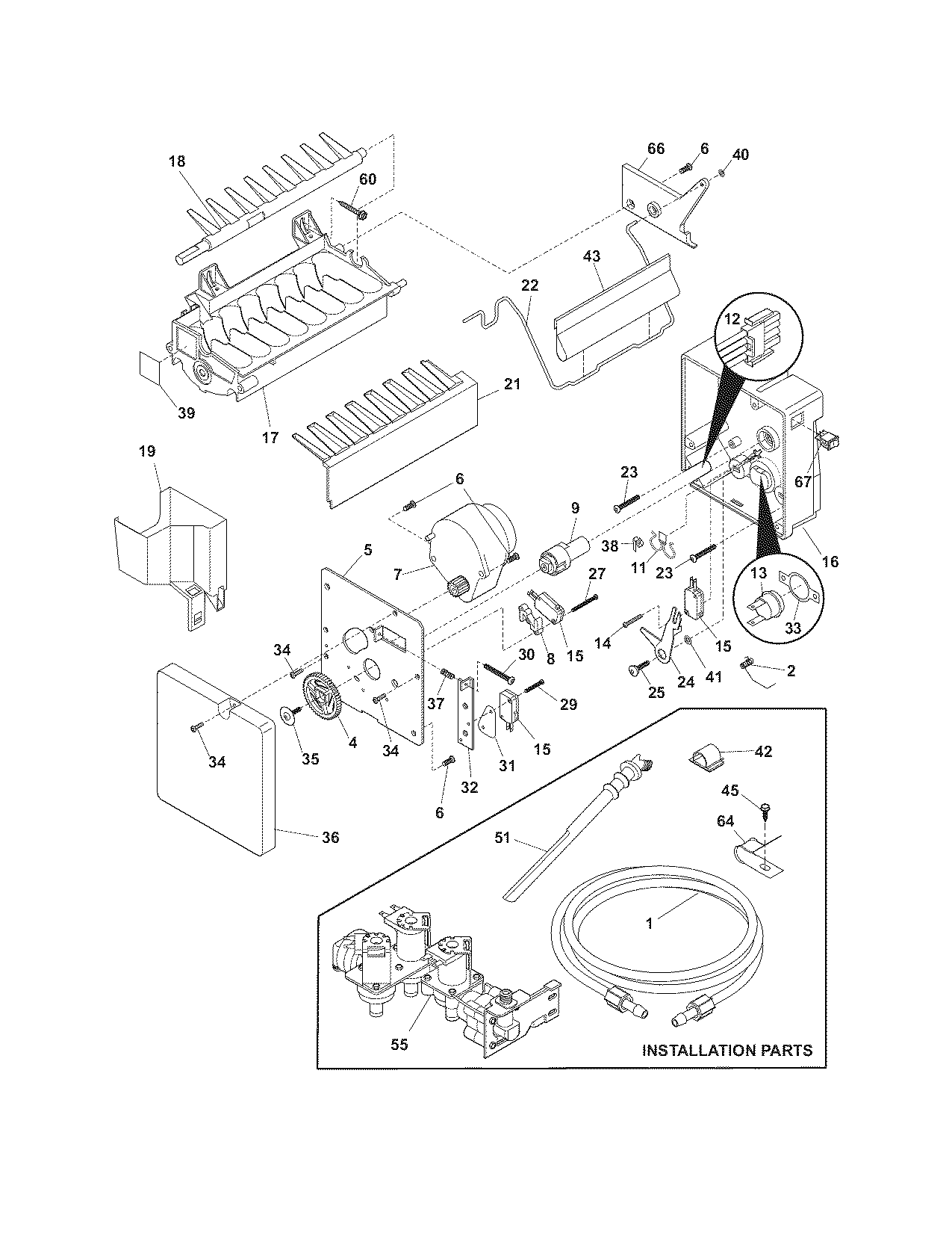 Frigidaire FLSC238JS0 ice maker diagram