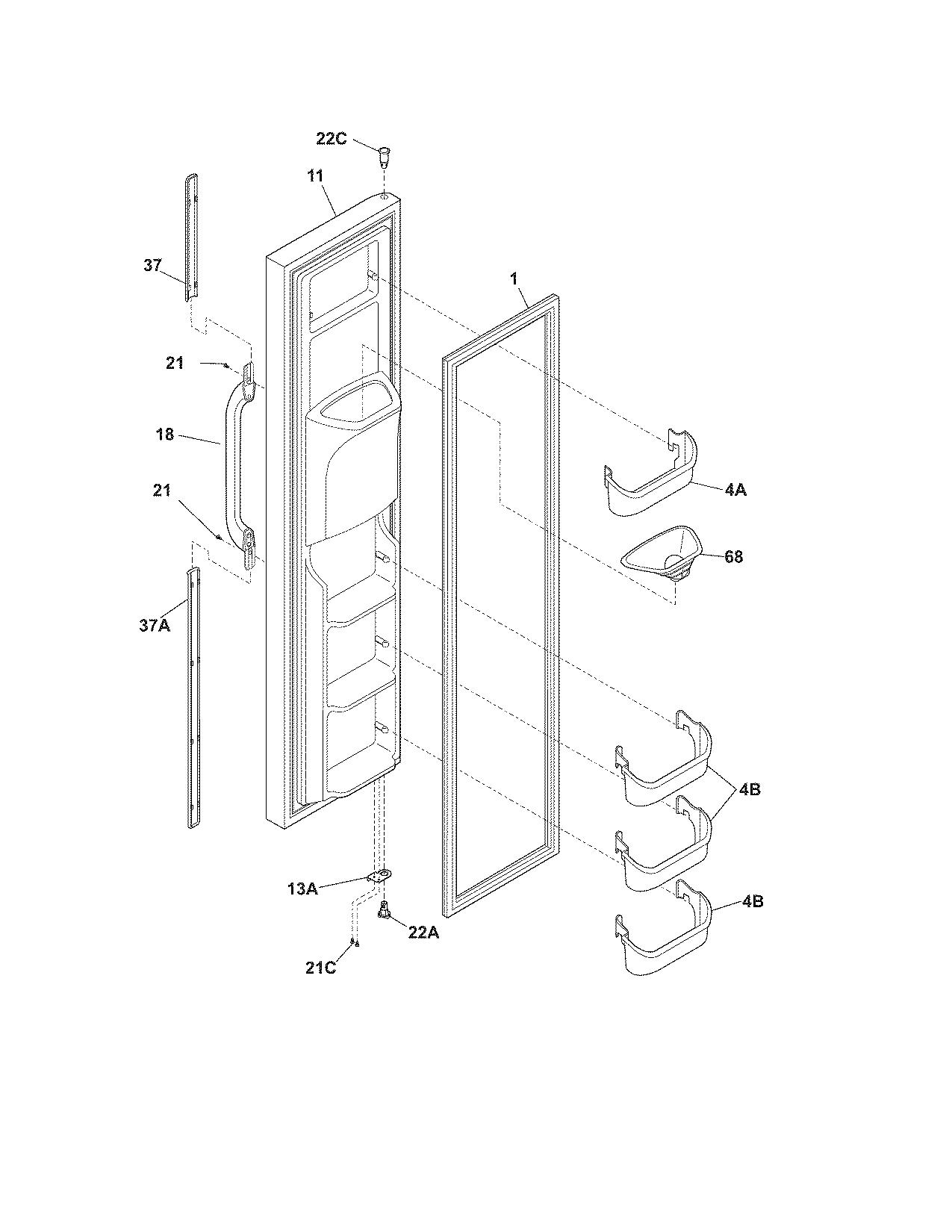 Crosley CRSE264JB0 freezer door diagram