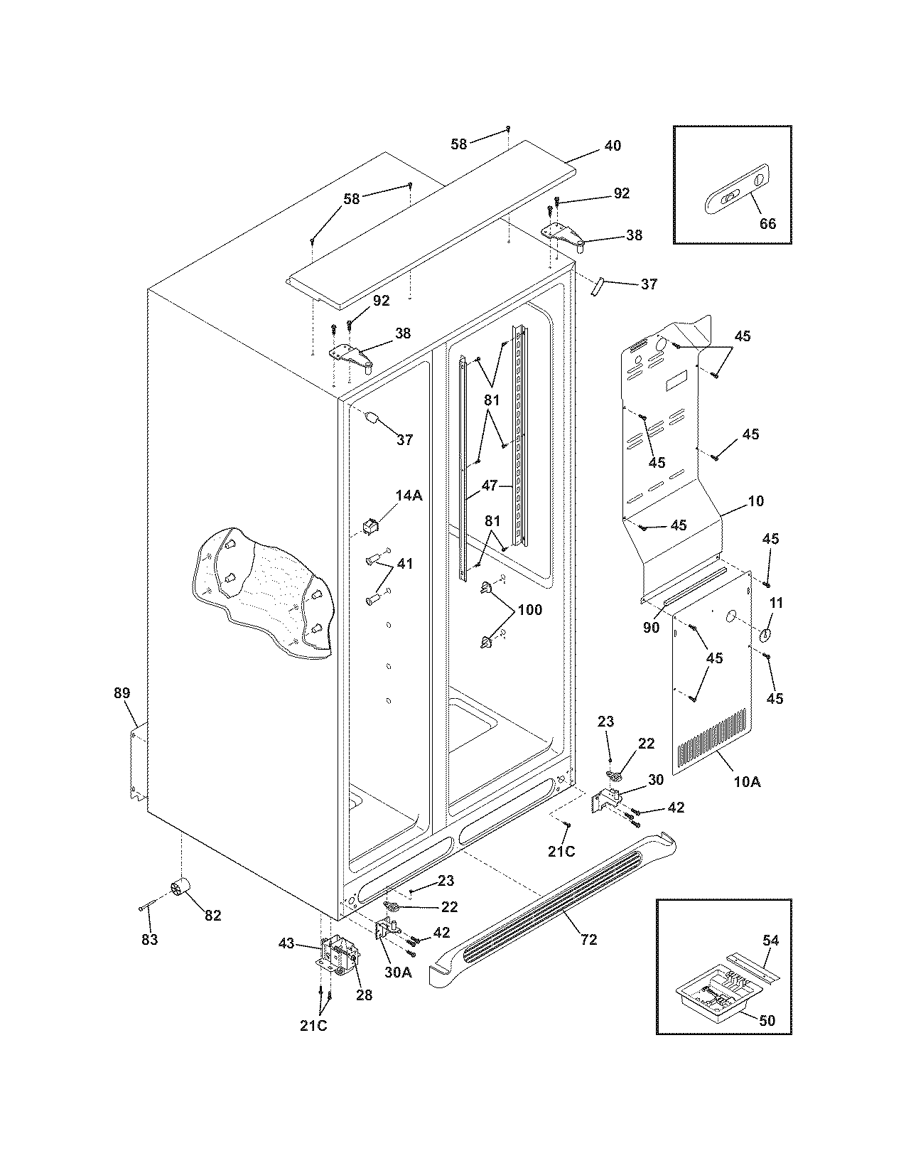 Frigidaire GHSC39EJPB0 cabinet diagram