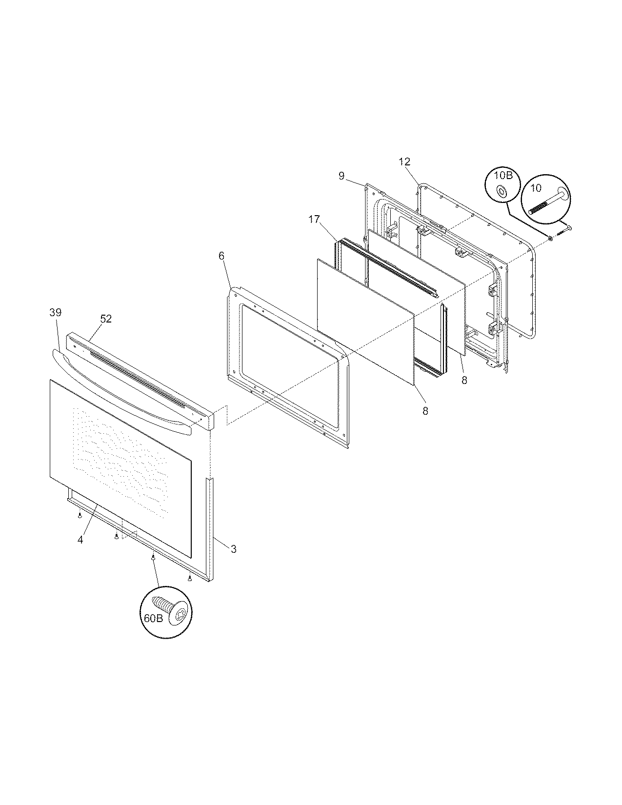 Frigidaire FGF345GSB door diagram
