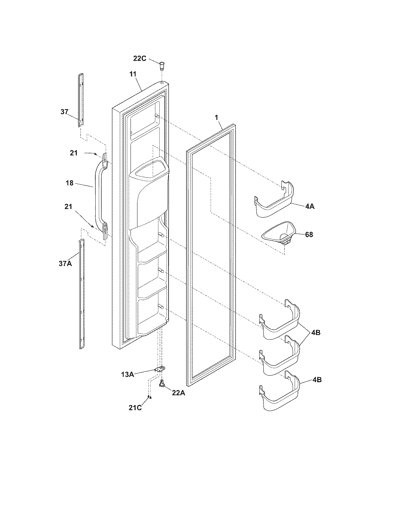 Crosley CRSE234JW0 freezer door diagram