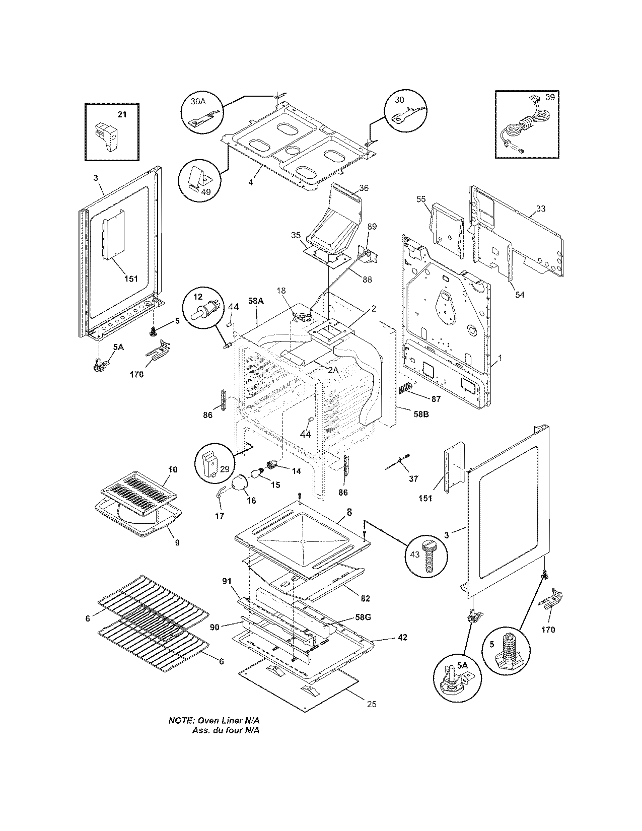 Frigidaire FGF382HCA body diagram