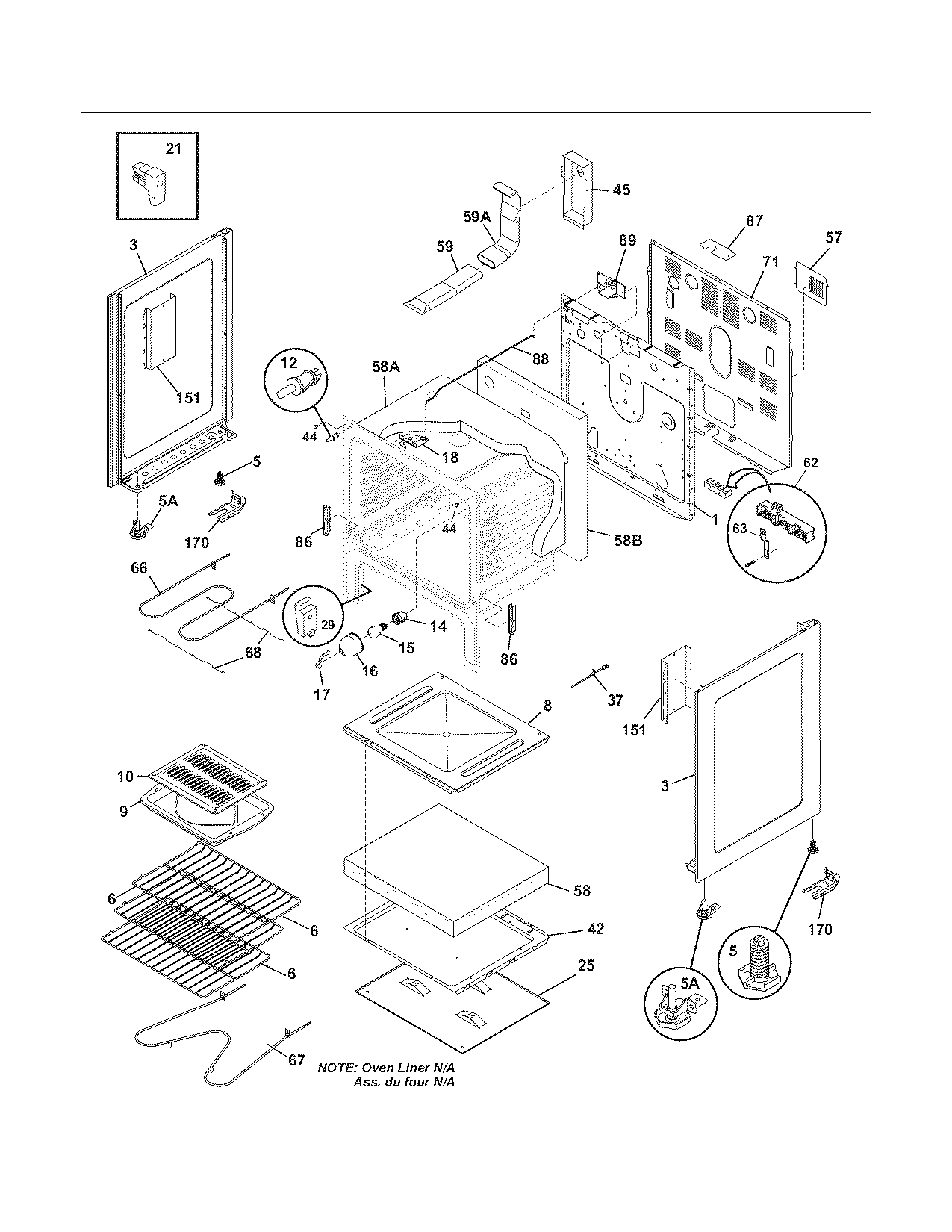 Frigidaire FEF369HCA body diagram