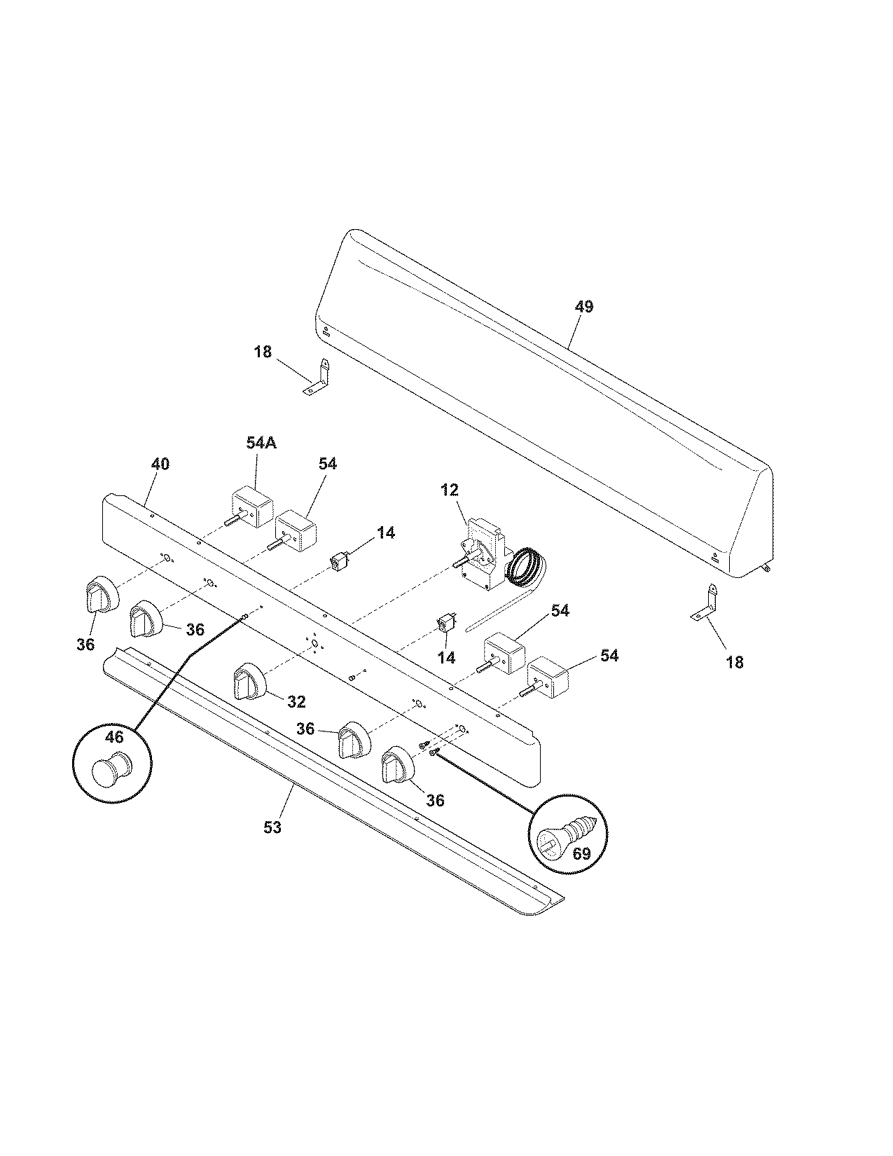 Tappan TEF303BWG backguard diagram