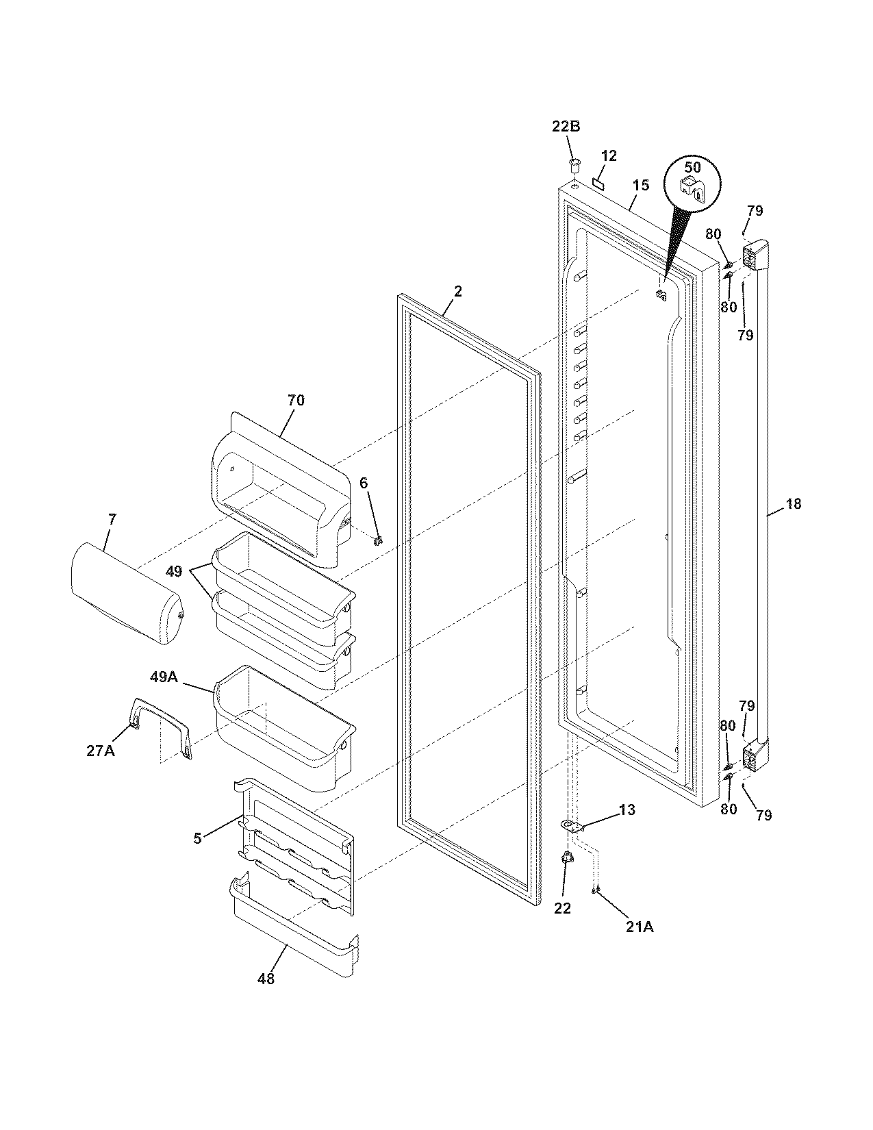 Electrolux E23CS78HPS0 refrigerator door diagram