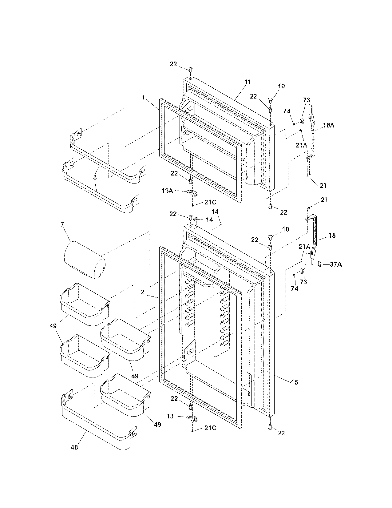 Kenmore 25368979801 door diagram
