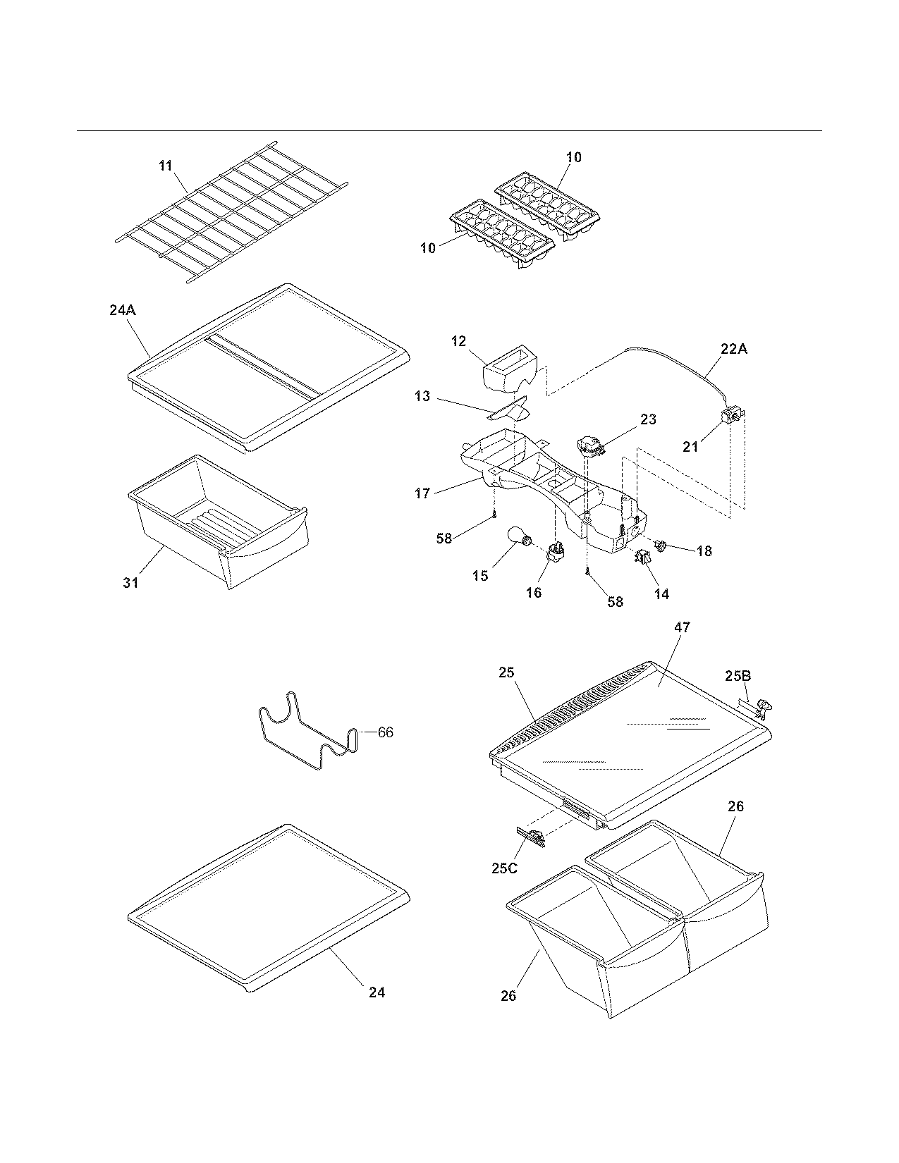 Kenmore 25368984801 shelves diagram